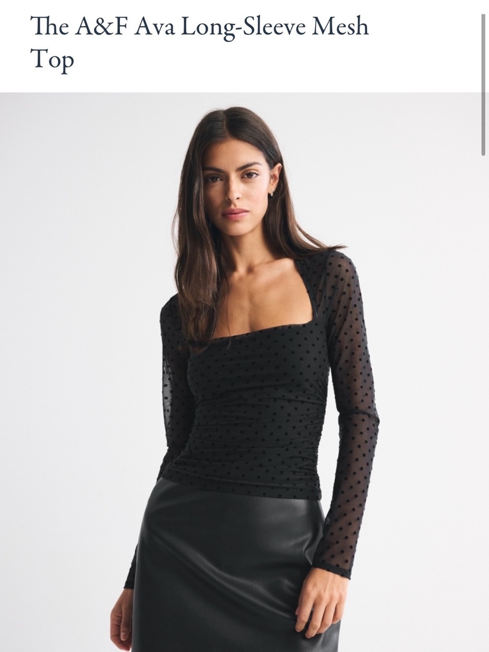 Abercrombie & Fitch Black Ava Square-Neck Long-Sleeve Mesh Top